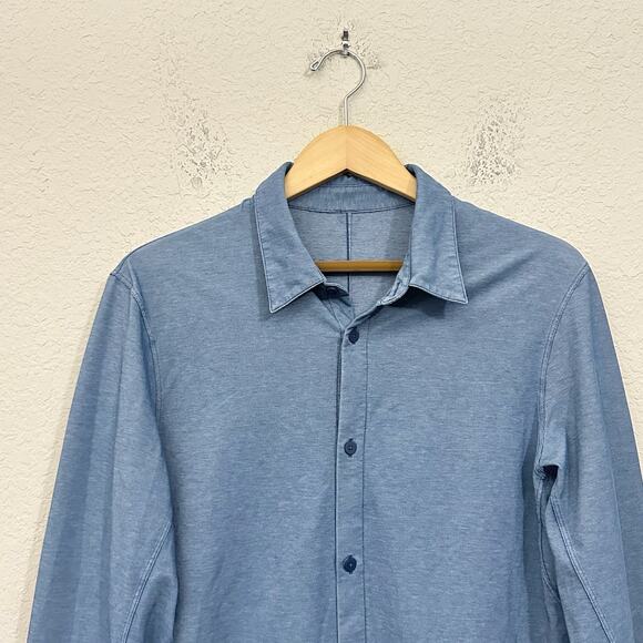 LULULEMON Commission Shirt Slate Blue Button Up LS Work Minimalist - Picture 3 of 9